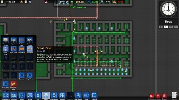 Prison Architect: Utilities screen