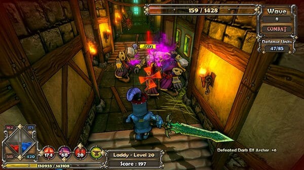 Dungeon Defenders game screenshot, hallway