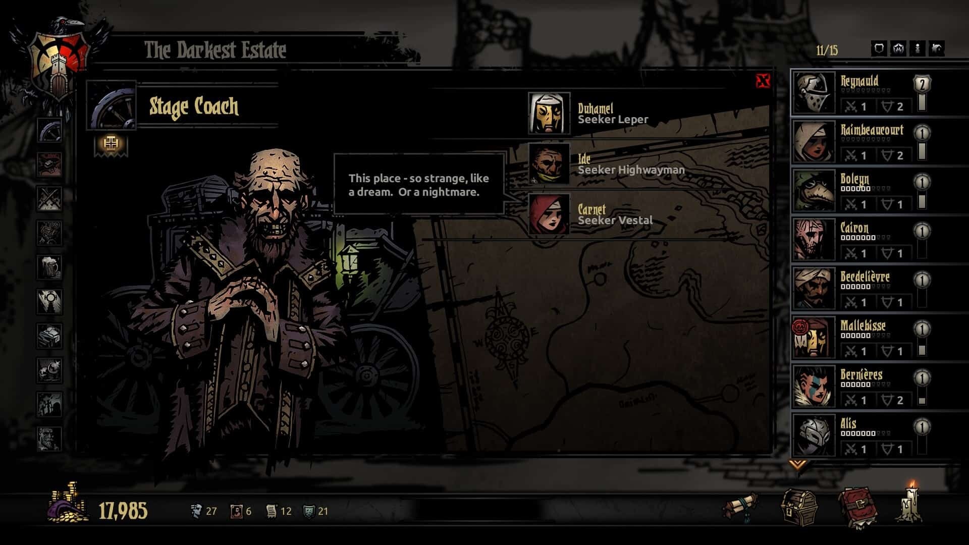 Darkest Dungeon game screenshot stage coach