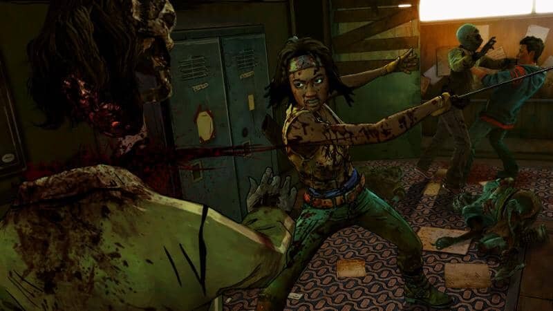 The Walking Dead: Michonne game screenshot, head chop