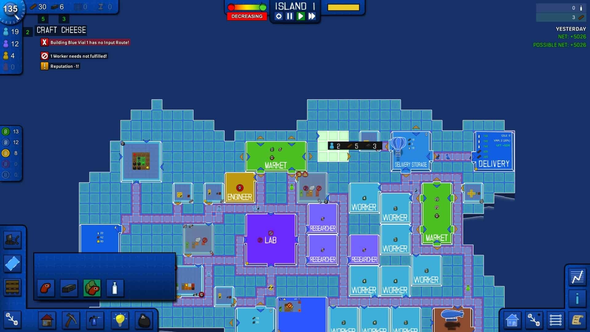 Blueprint Tycoon game screenshot, map close-up