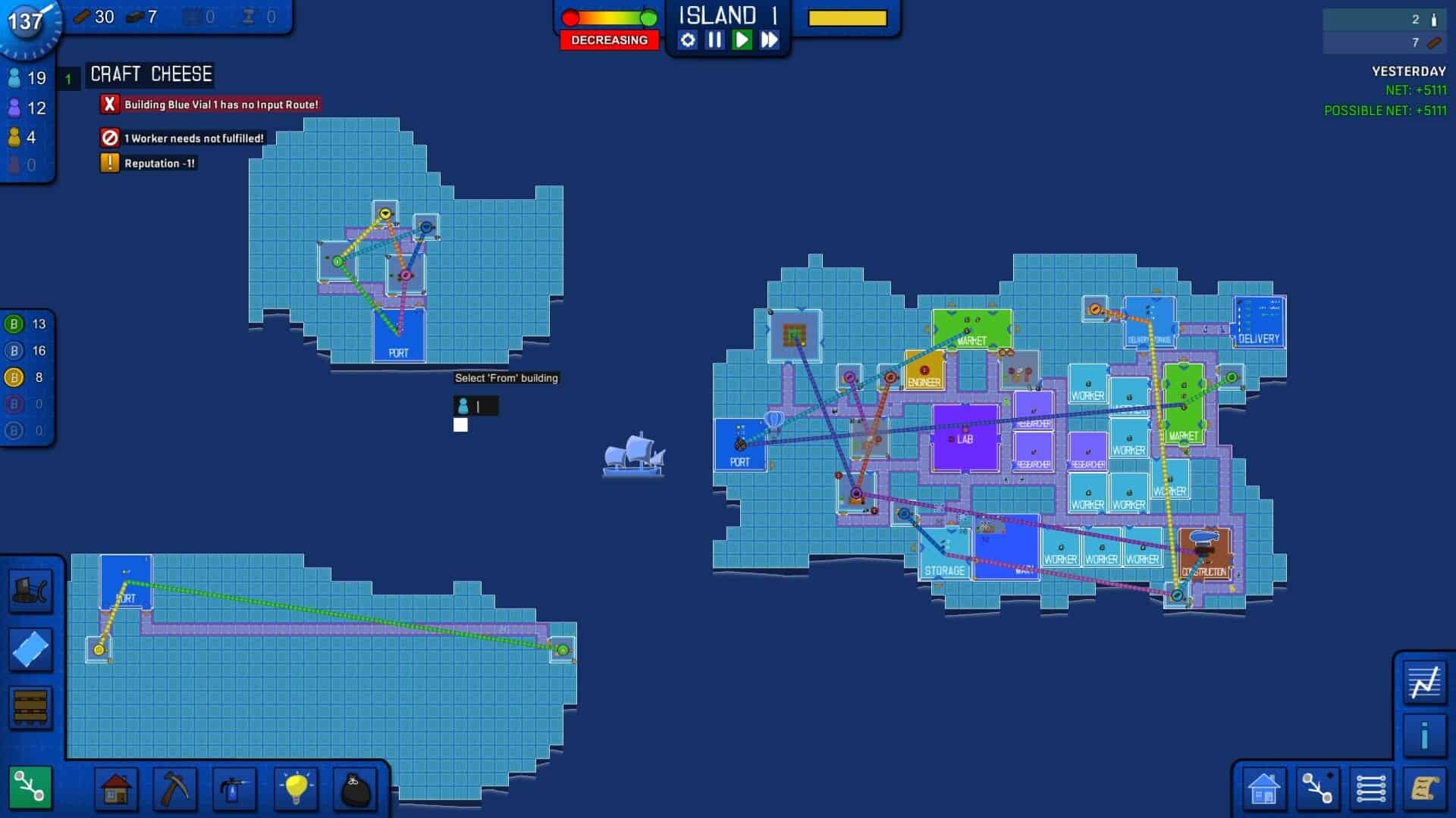 Blueprint Tycoon game screenshot, routes