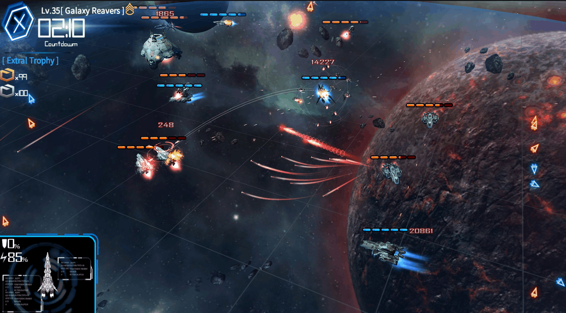 Galaxy Reavers game screenshot, battlefield