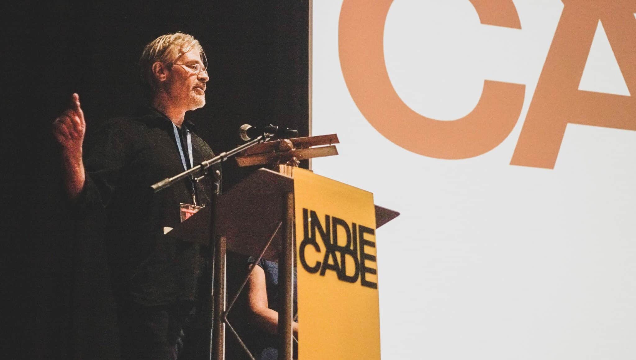 Rand Miller of Cyan Games accepts IndieCade 2016 Trailblazer Award