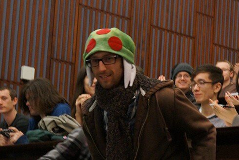 Ryan D. Roth, sound engineer extraordinaire, in the audience with an awesome hat