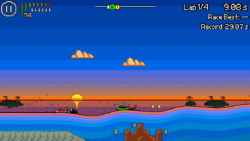Pixel Boat Rush screenshot - blue