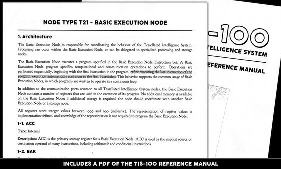 TIS-100: Reference manual image courtesy of Steam