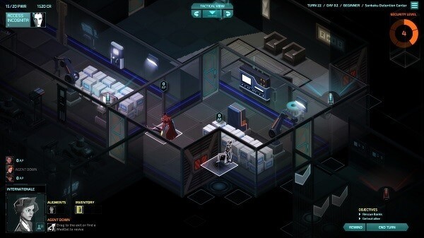 Invisible, Inc.: agent down...drag away that body