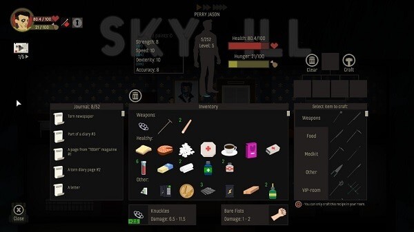 Skyhill: inventory screen