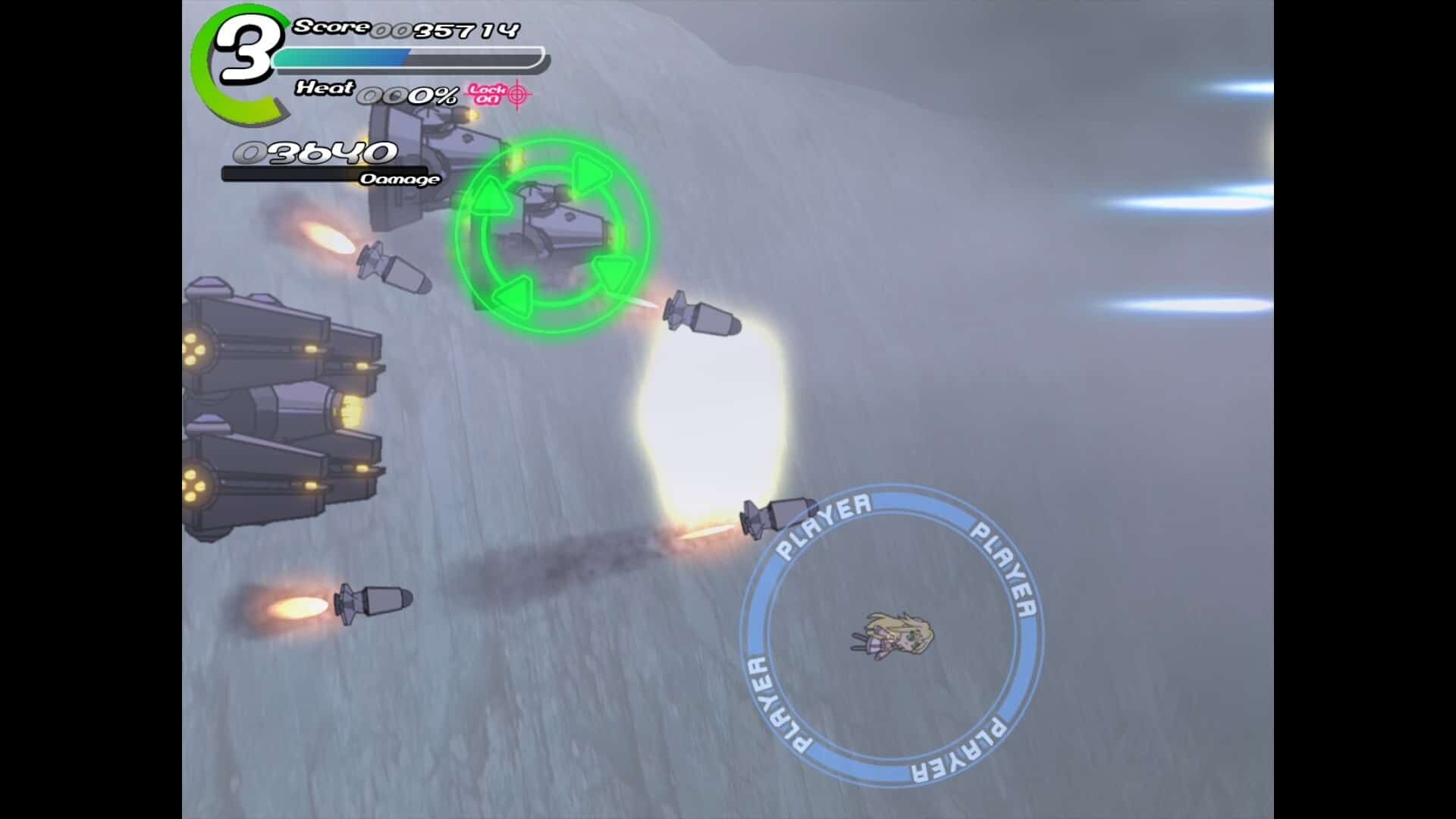 Sora game screenshot, dodging missiles