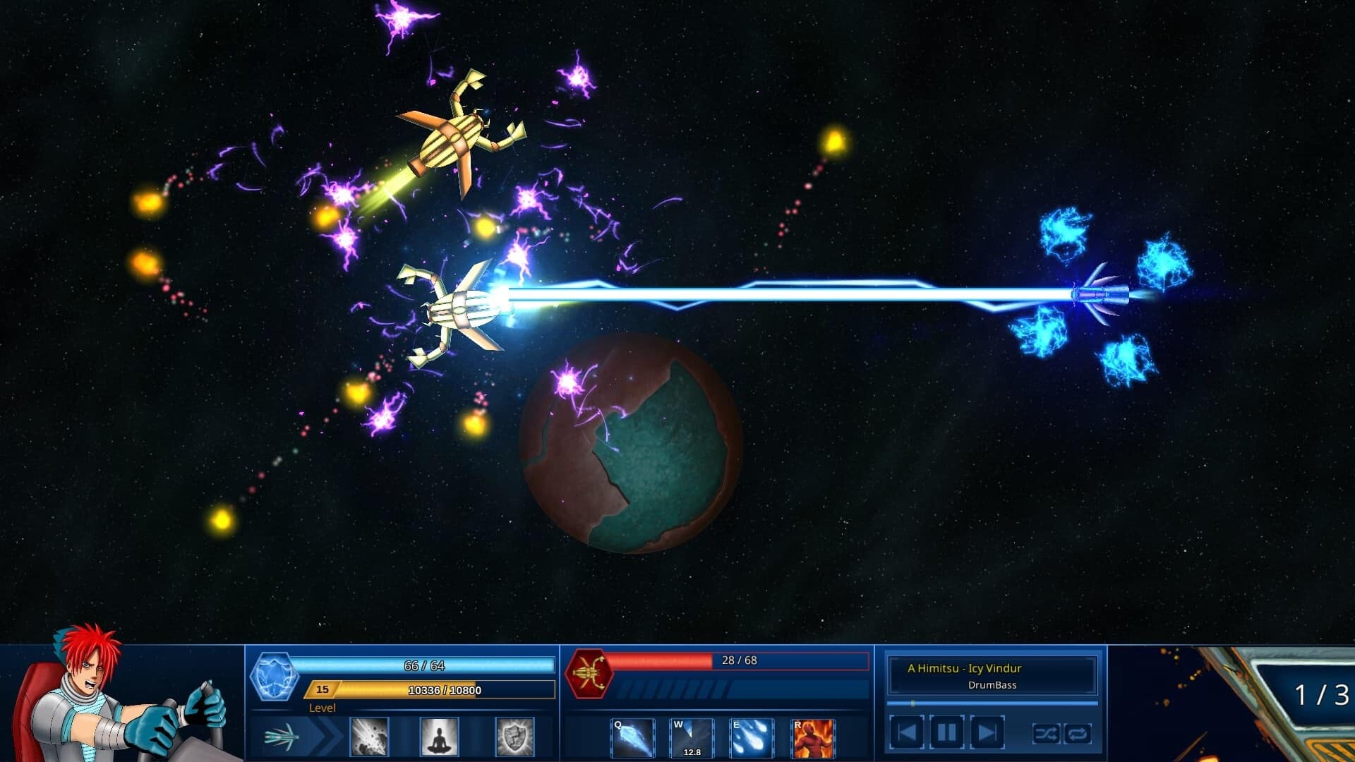 Survive in Space game screenshot, laser