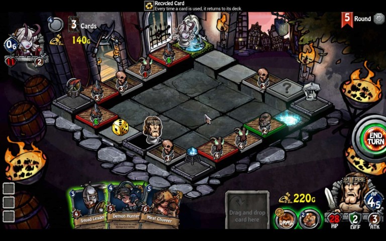 Dicetiny game screenshot, gameboard