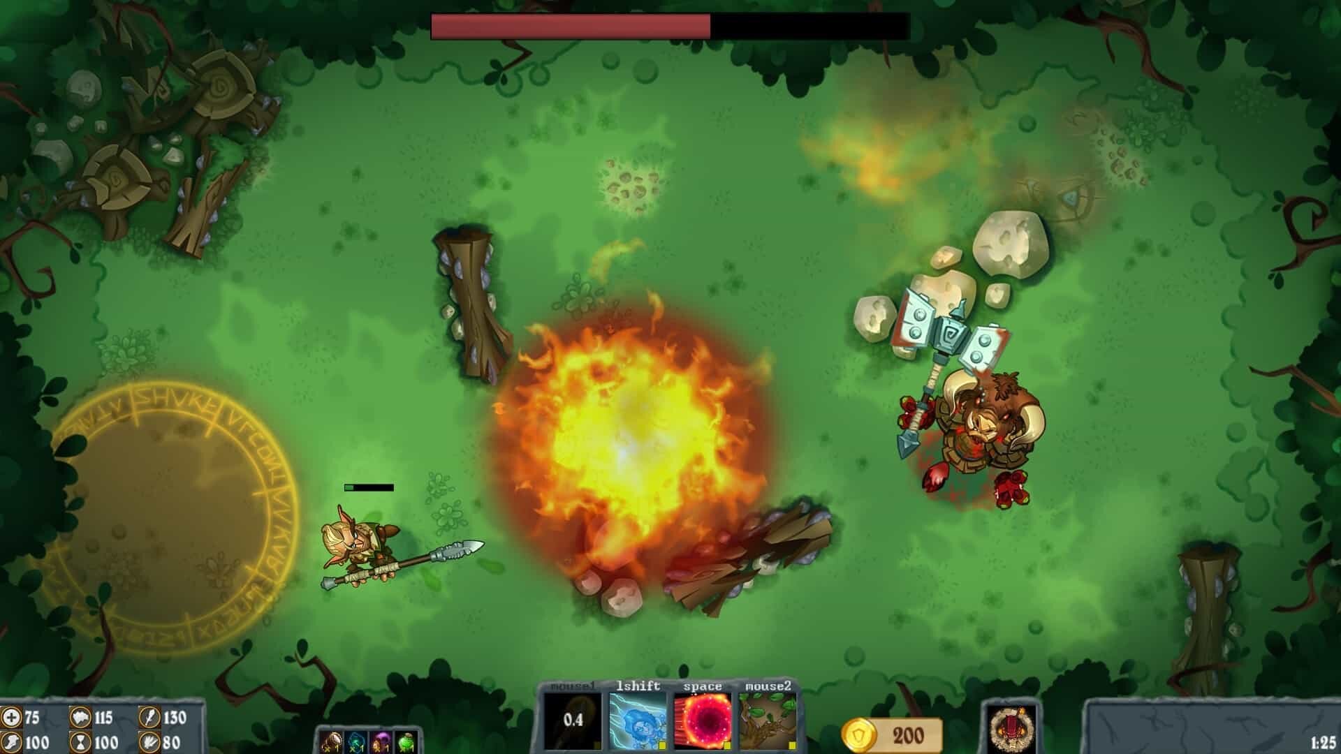 Flamebreak game screenshot, Minotaur boss