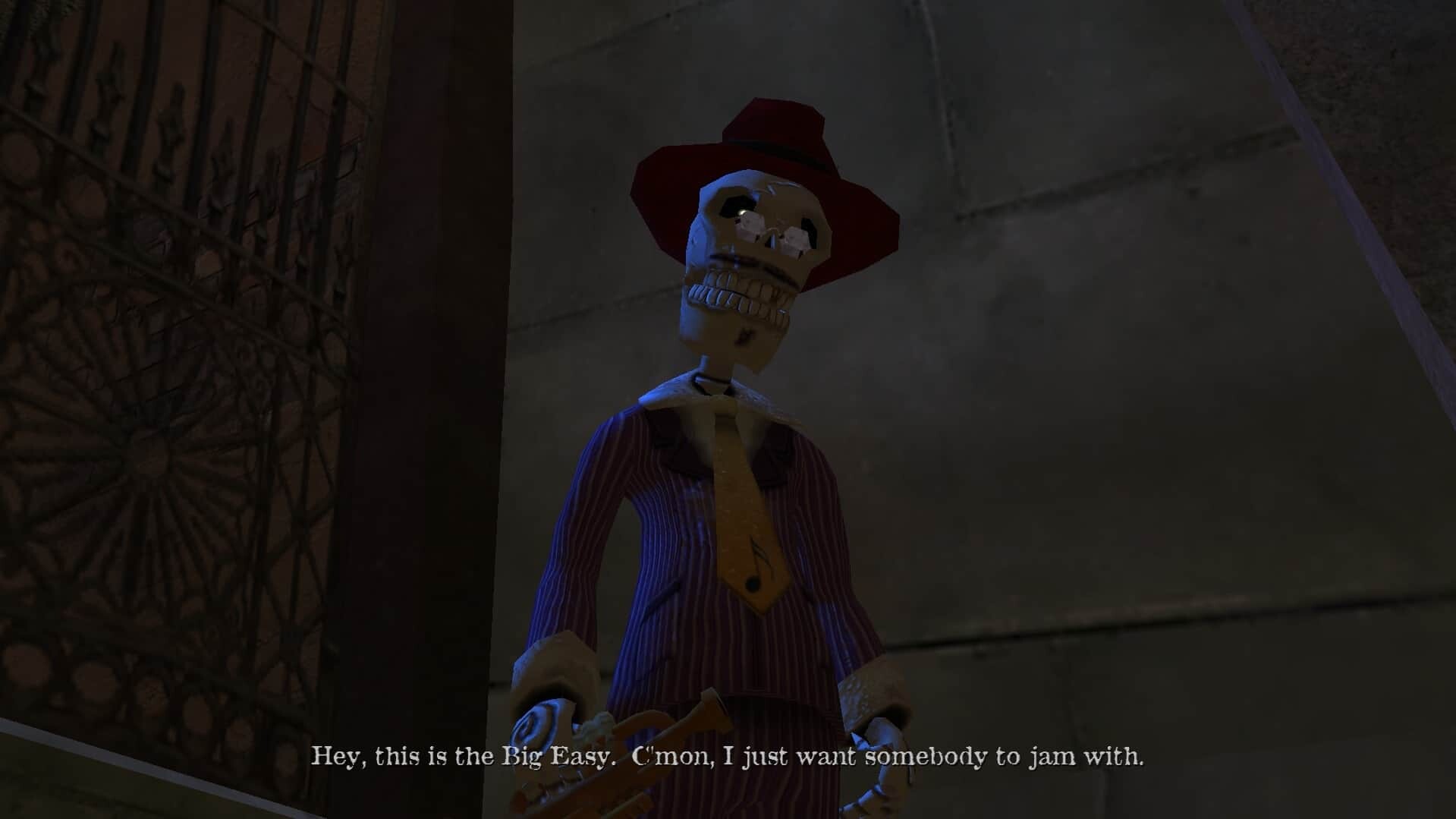 Voodoo Vince game screenshot, jazz skeleton