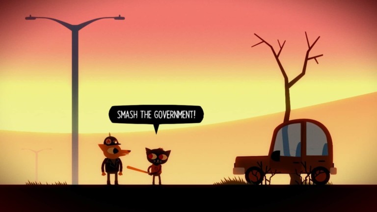 Night in the Woods game screenshot, smash the government