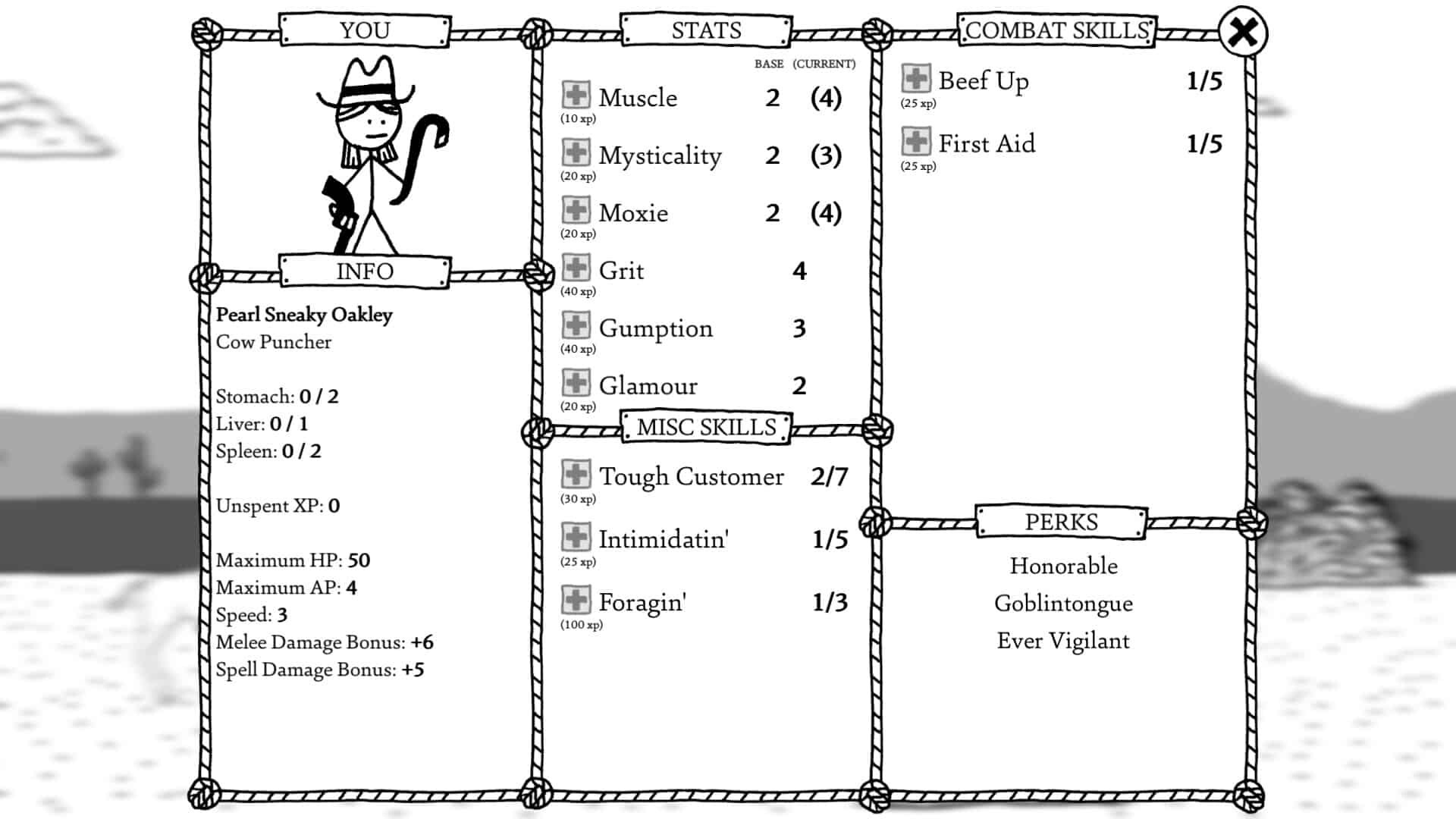 West of Loathing inventory