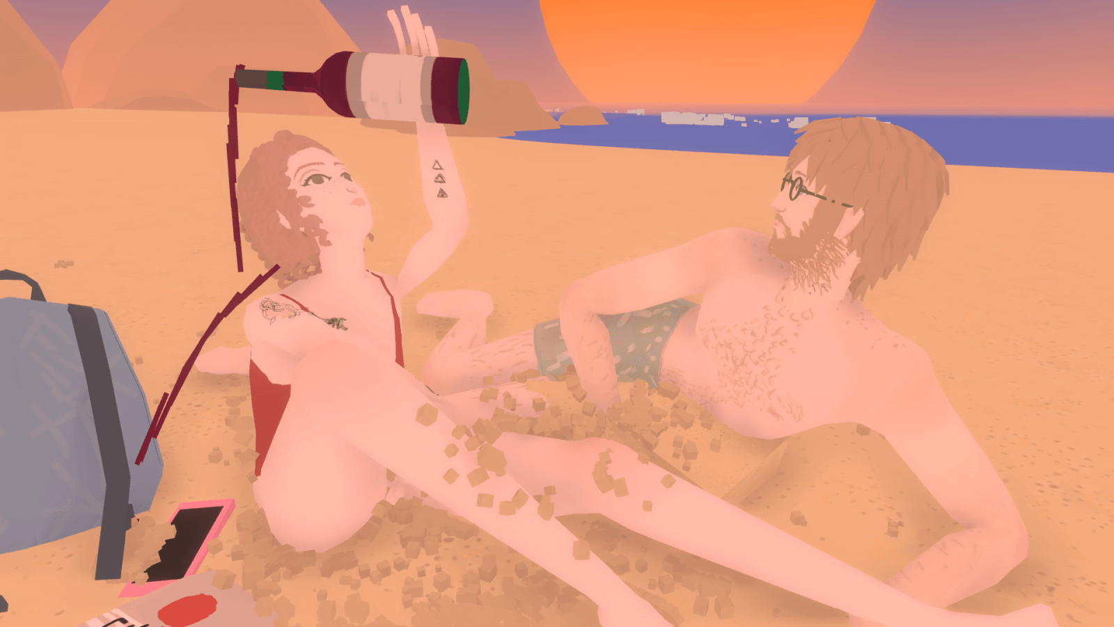 Beach Date game where you can pour wine