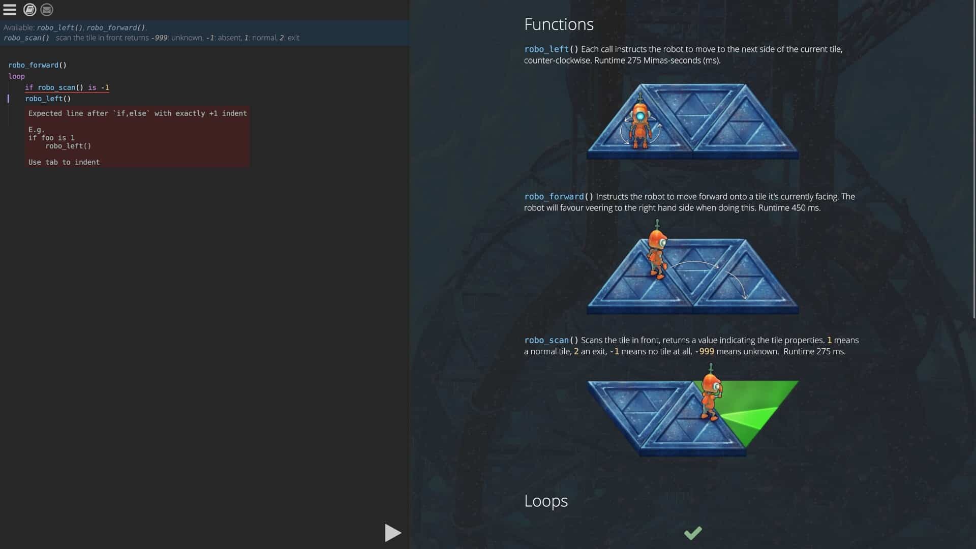 Robo Instructus game screenshot, programming commands