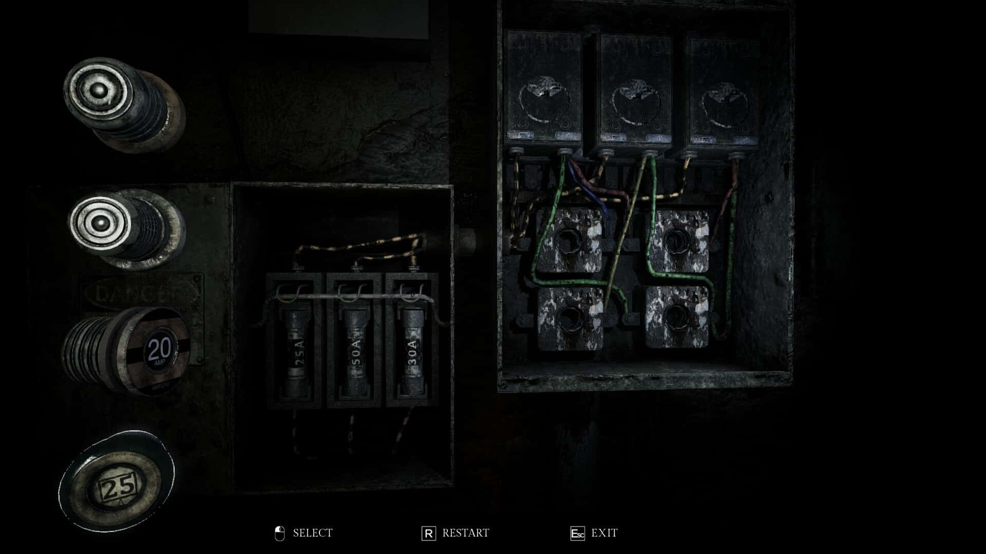 Song of Horror game screenshot, fuse box puzzle