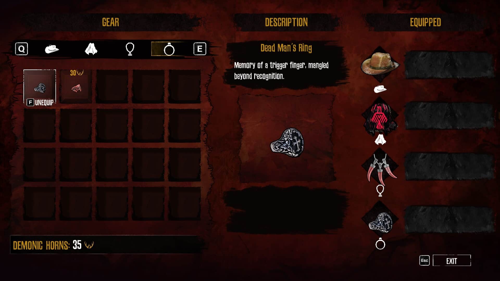 Ritual: Crown of Horns game screenshot, inventory screen