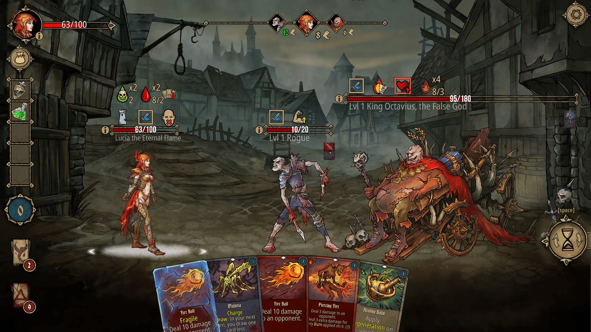 Deck of ashes game screenshot, battling the False God