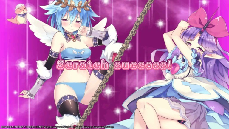 Moero game screenshot - pink background wtih vixens in underwear