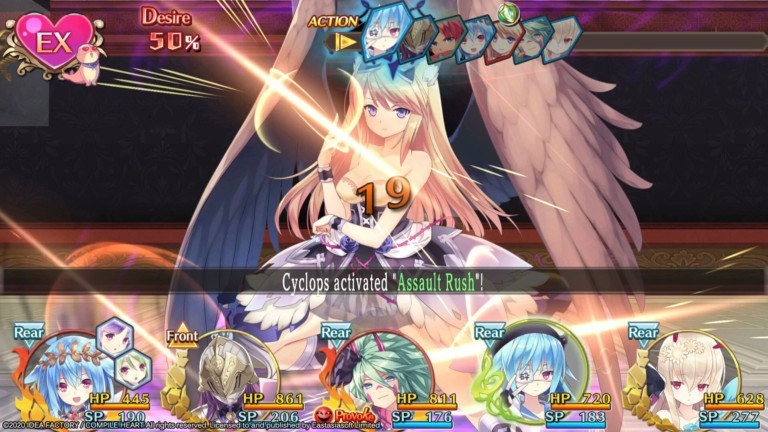 Moero game screenshot - combat with winged Angel