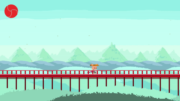 Ato game animated GIF, running on a bridge