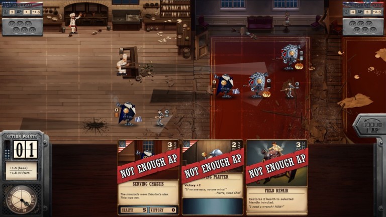 A screenshot of combat from Zachtronics "Ironclad Tactics"