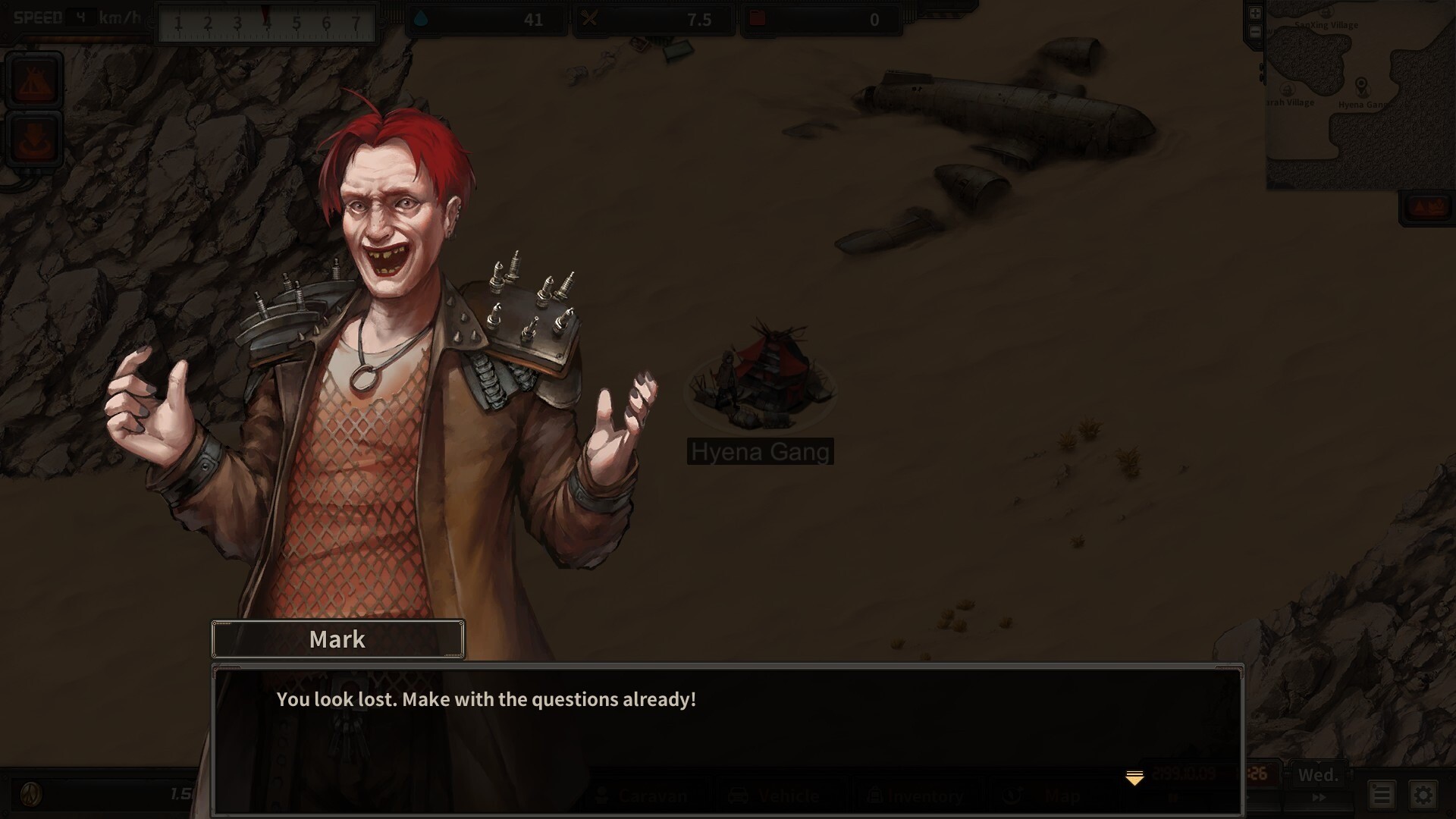 Dust to the End, game screenshot, conversation with gang leader