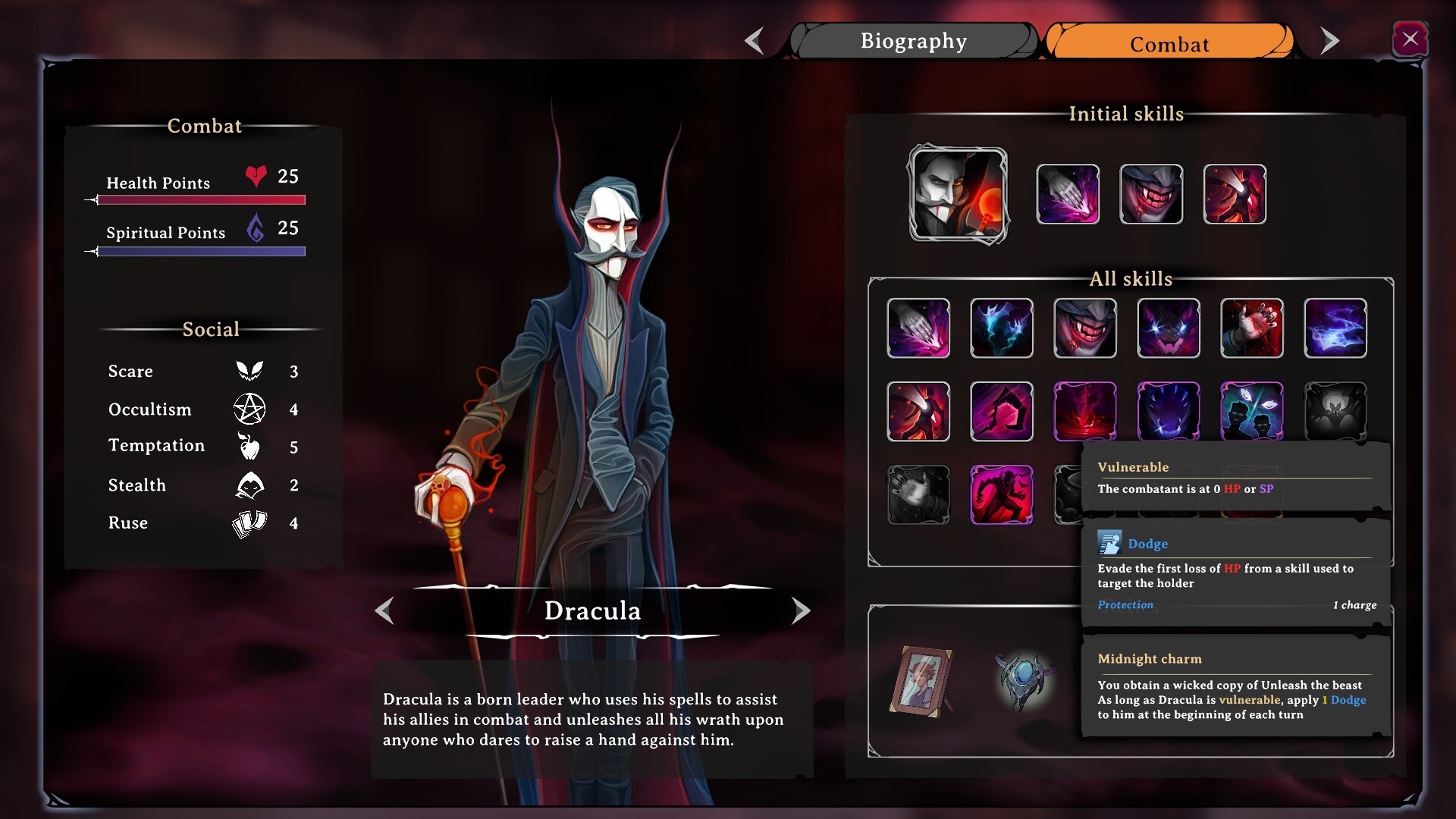 Rogue Lords game screenshot, character sheet