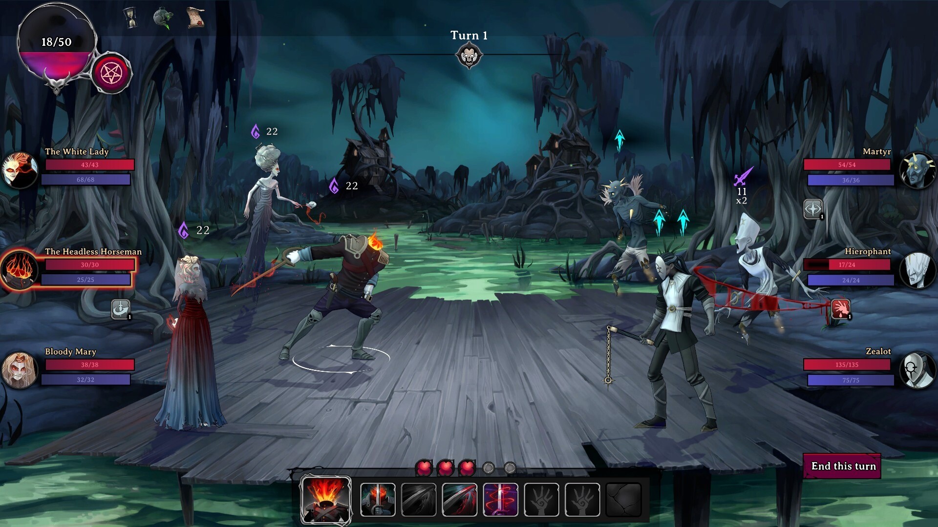 Rogue Lords game screenshot, combat in the swamp