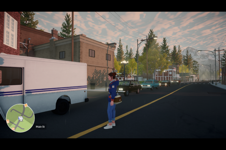 Lake game screenshot Long Line of cars