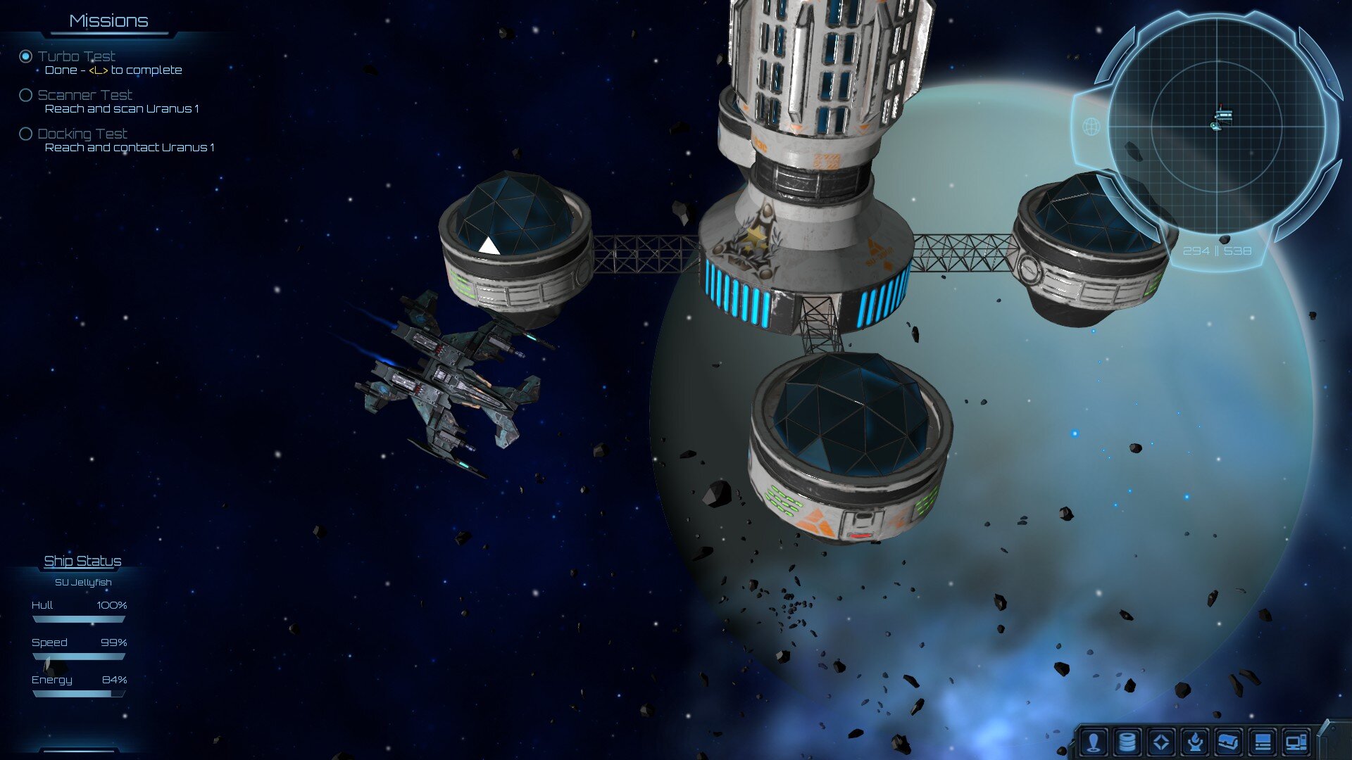 Forsaken Portals game screenshot, still in Earthy's solar system