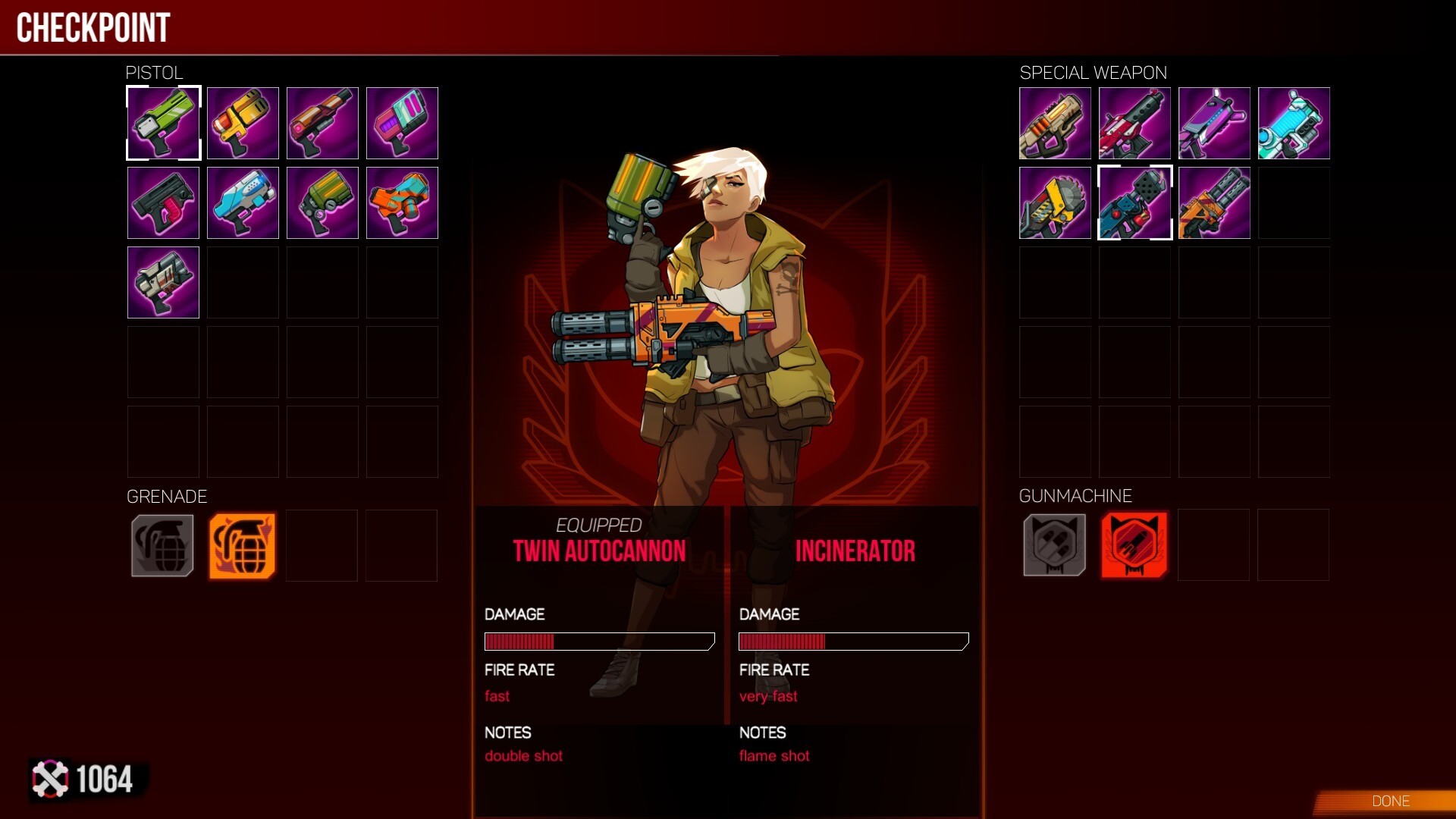 Wildcat Gun Machine screenshot, weapon selection