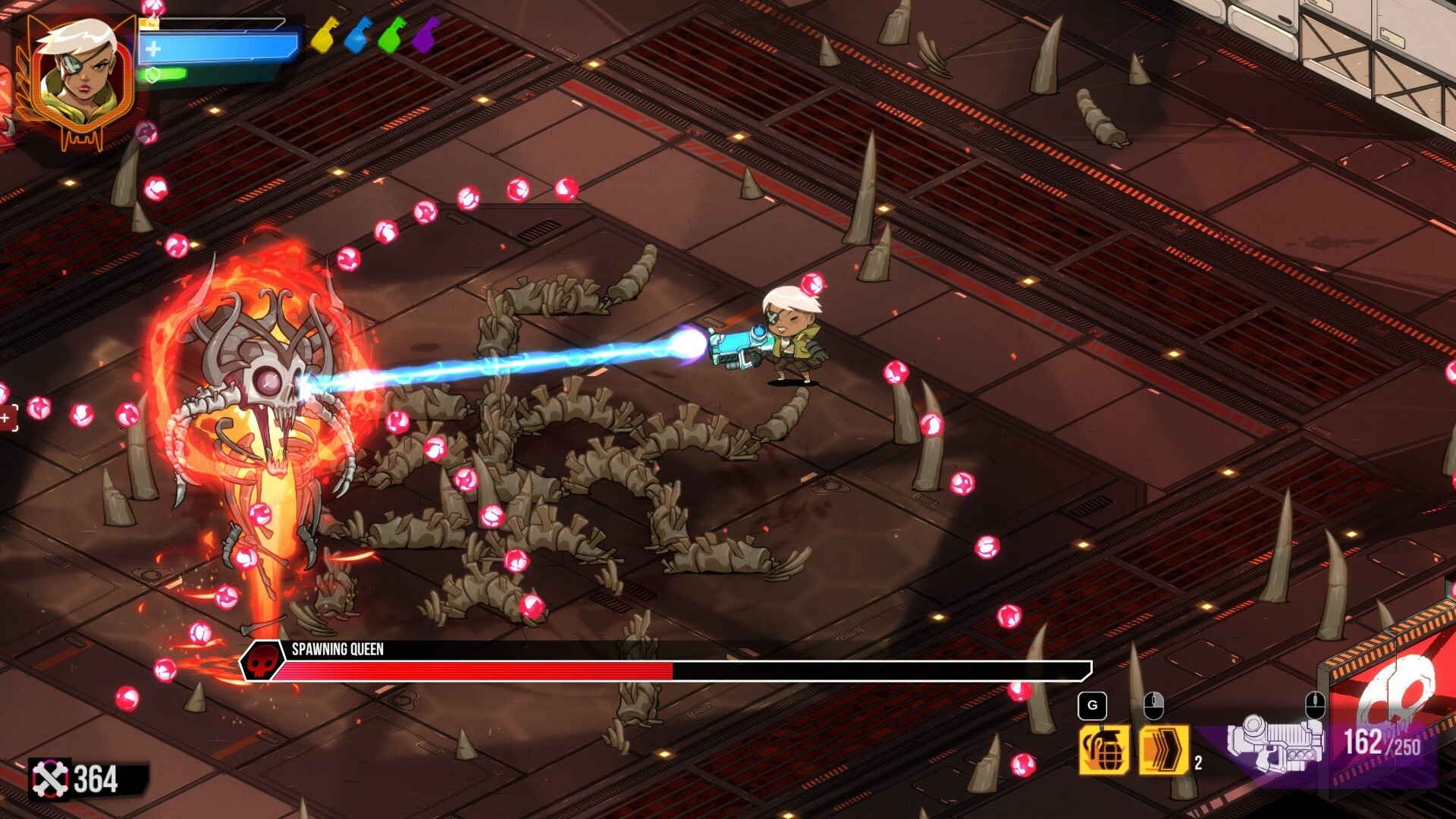 Wildcat Gun Machine game screenshot, Spawning Queen boss fight