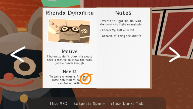 Frog Detective 3 game screenshot, Notebook