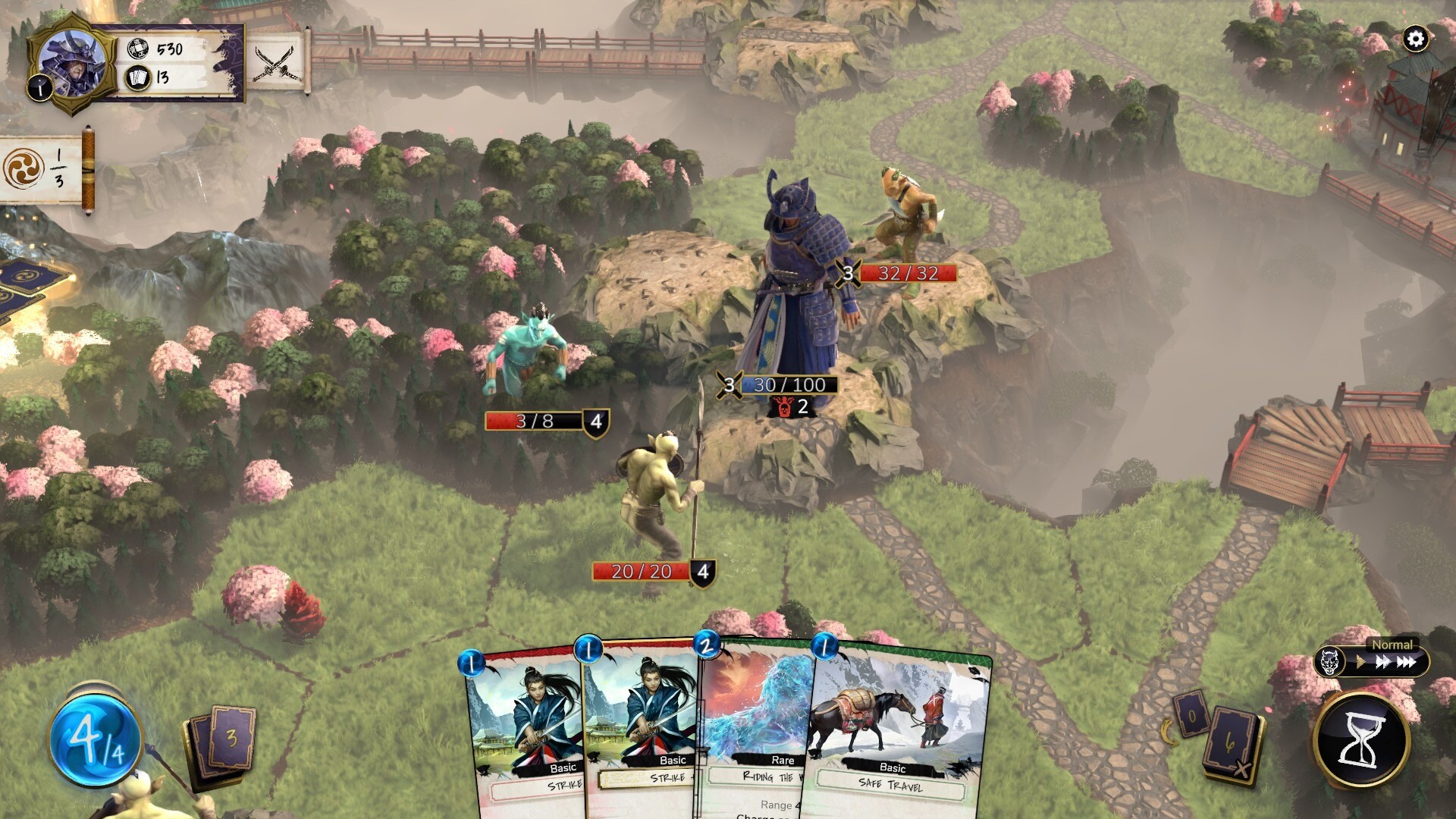 Mahokenshi game screenshot, surrounded by enemies