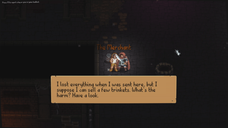 Into the Necrovale game screenshot, Dialogue