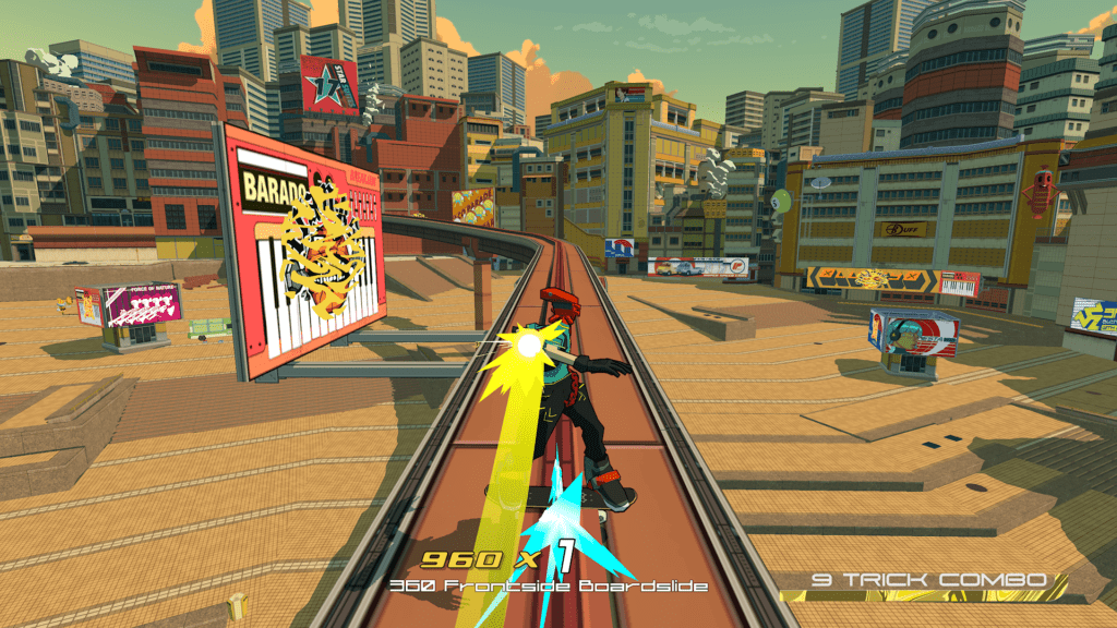 Bomb Rush Cyberfunk game screenshot, Train Rail