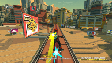 Bomb Rush Cyberfunk game screenshot, Train Rail